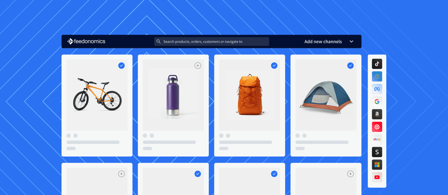 Feedonomics platform screenshot data feed channels